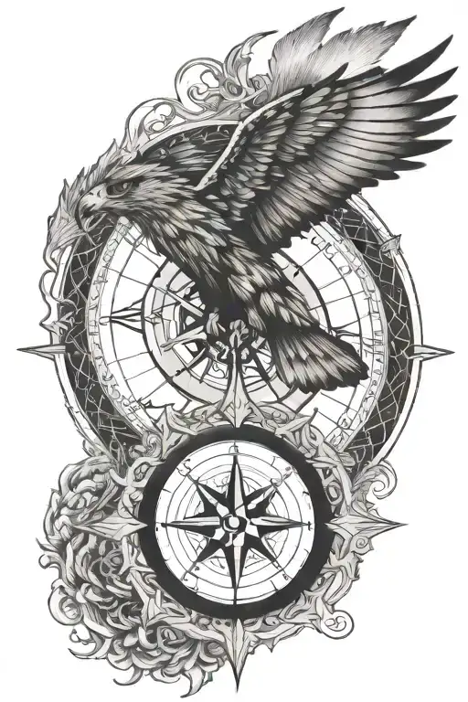 Soaring Hawk Viking Compass Surrounded