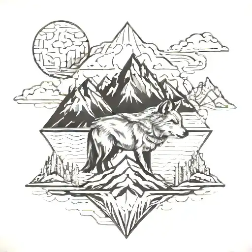 Wolf And Mountains Inside