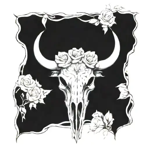 Bull Skull And Roses