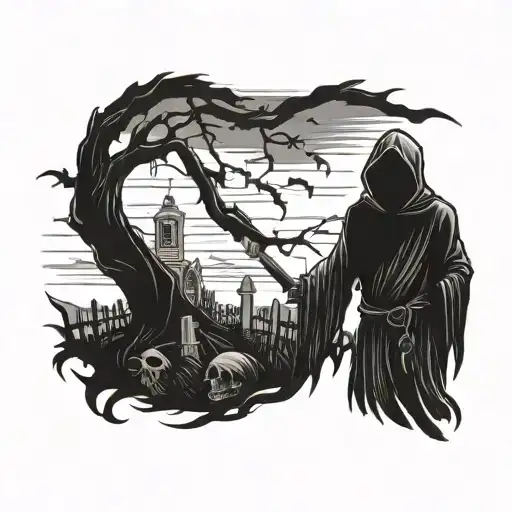 Grim Reaper In Graveyard