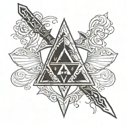 The Legend Of Zelda Master Sword With A Shield And The Triforce