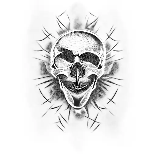 A Menacing Skull Surrounded By Barbed Wire And Bullet Casings