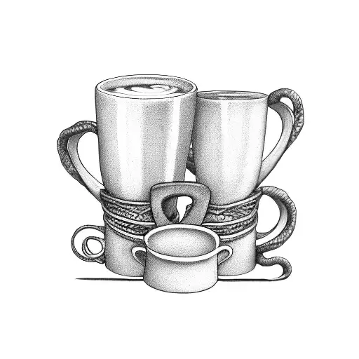 Latte Coffee Mugs With Handles Intertwined And Latte Art That Says M And K