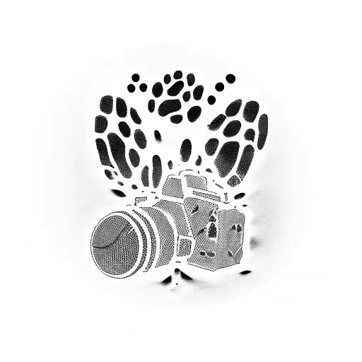 A Microphone And Camera Intertwined With Dog Paw Prints