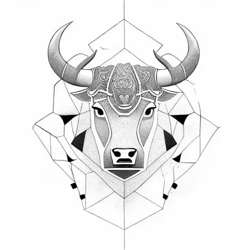Bull Head Geometric Minimalistic Tribal