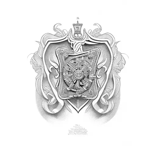 A Royal Warrant Symbol With Intricate Blackwork Details