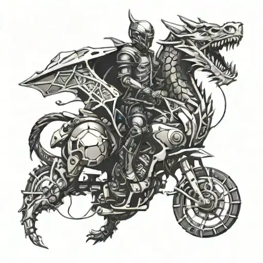 A Futuristic Warrior Riding A Mechanical Dragon Into Battle