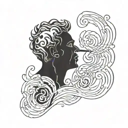 A Silhouette Of A Person Smoking With Music Waves Coming Out Of The Cigarette