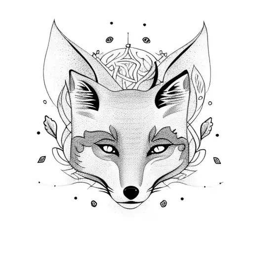 A Mystical Fox Surrounded By Swirling Vines And Flowers