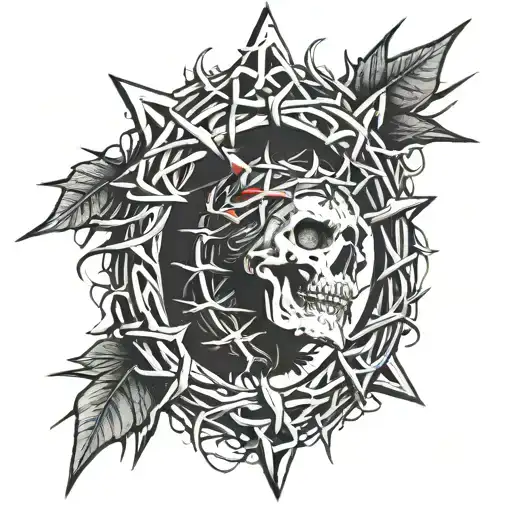 Crown Of Thorns With Blood Dripping Around Arm