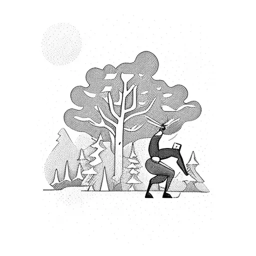 A Muscular Figure Working Out In A Forest Surrounded By Wildlife