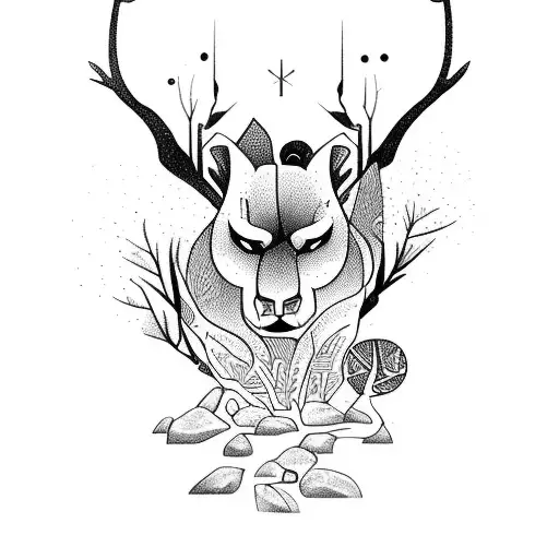 A Muscular Figure Working Out In A Forest Surrounded By Wildlife