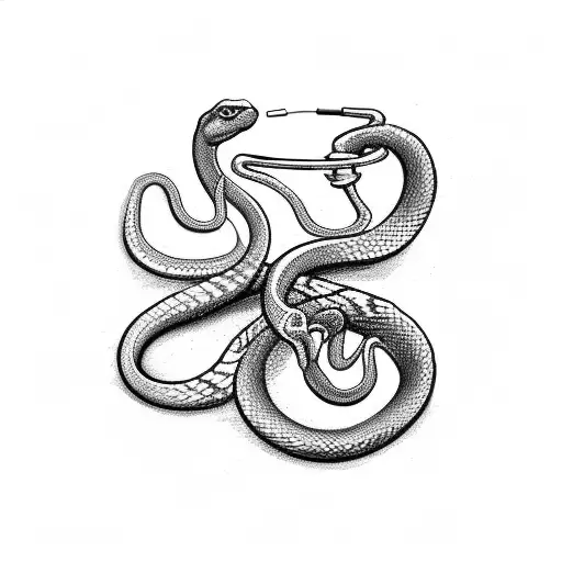 A Sketch Of A Snake Intertwined With A Stethoscope