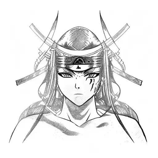 A Sketch-like Portrayal Of A Sexy Shinobi Warrior From An Anime Universe