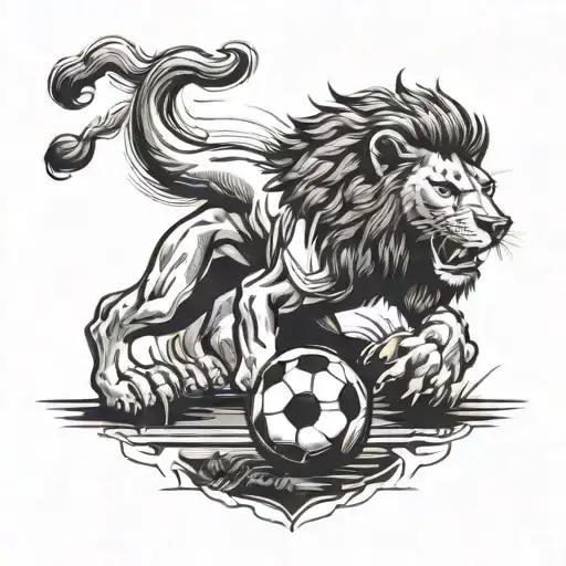 A Lion Wearing A Manchester United Jersey Playing Football In A Disney-inspired Stadium