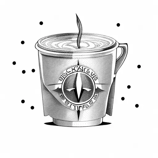 A Dynamic Blackwork Tattoo Of A Formula 1 Car Speeding Through A Coffee Cup