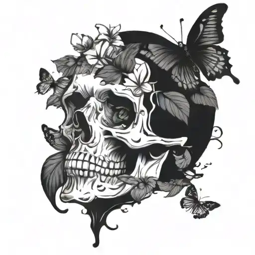 Skull Whit A Butterfly
