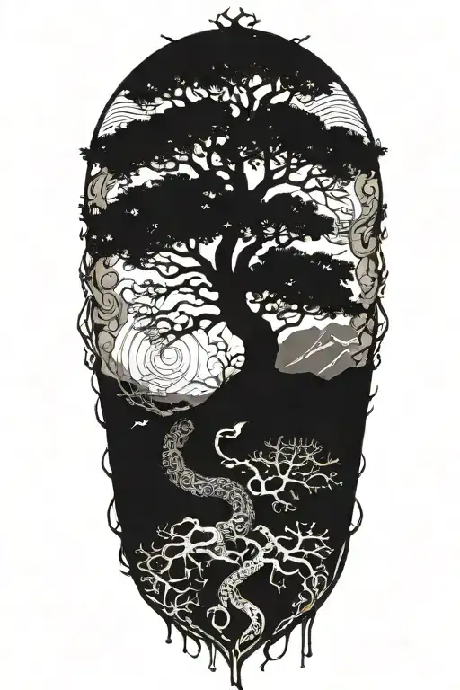 Yggdrasil With World Serpent Wrapped