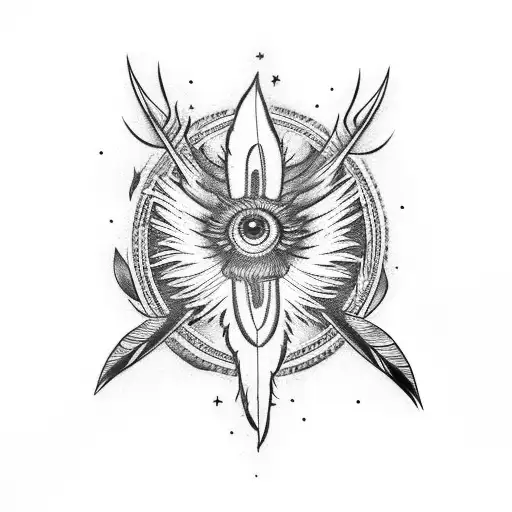 Feather Tattoo Burning With Blue Fire