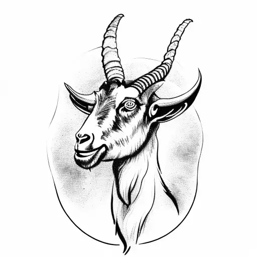 A Goat With Big Horns And Fire Above The Head