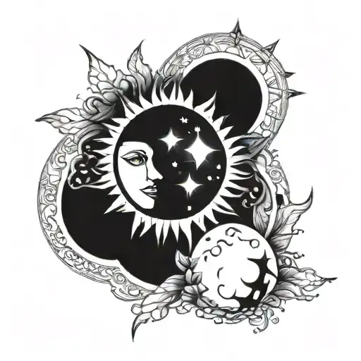 Sun And Moon And Starry Sky