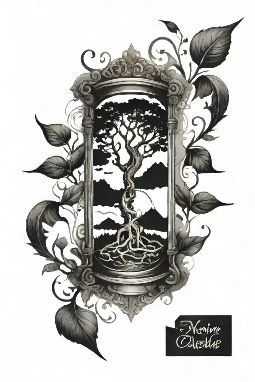 Hourglass Transience Of Time Tree Of Life To Death