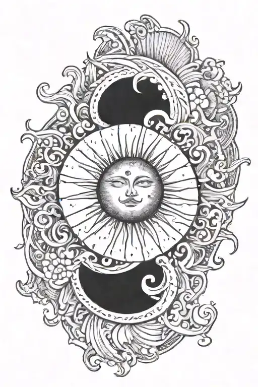 Whimsical Moon And Sun