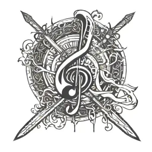 A Music Note Transforming Into A Sword