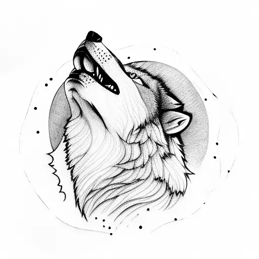 A Majestic Wolf Howling At The Sun In A Mountain Landscape