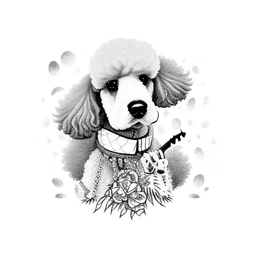 A Poodle Playing A Guitar In A Scenic Campsite