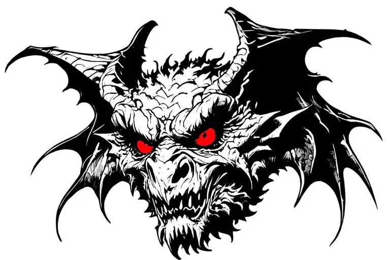 Black Gargoyle With Red Eyes