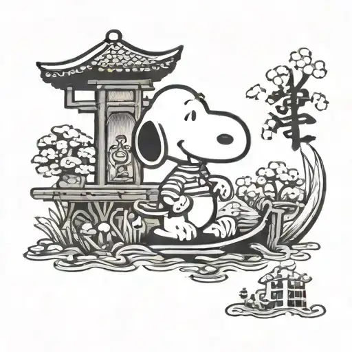 Traditional Japanese Tattoo Featuring Snoopy