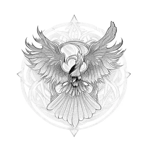 A Phoenix And Medicine Symbol