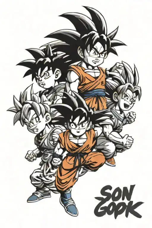 Son Goku With Gohan And Goten As Kids
