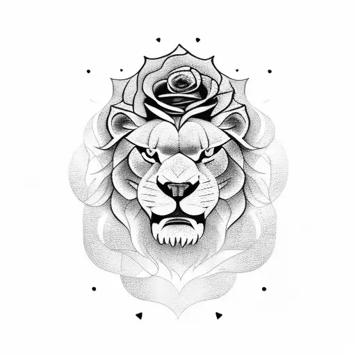 Roaring Lion With Rose