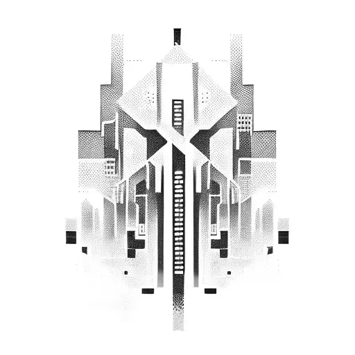 A Futuristic Cyberpunk Cityscape With A Pixelated Video Game Character Exploring It