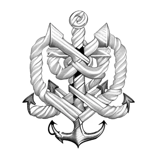 Nautical Crossed Anchors With Line