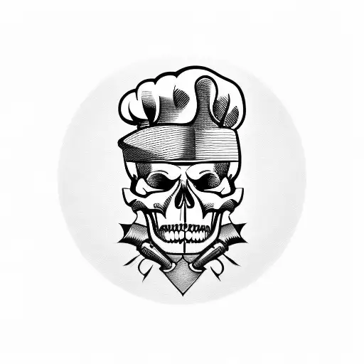 A Skull Wearing A Chef's Hat Surrounded By Cooking Utensils