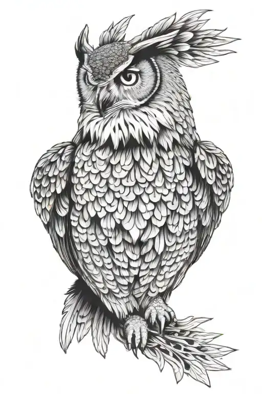 Eagle Owl Huging With Wings Holding