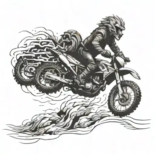 Combine A Motocross Bike And A Lion In A Dynamic Action Pose