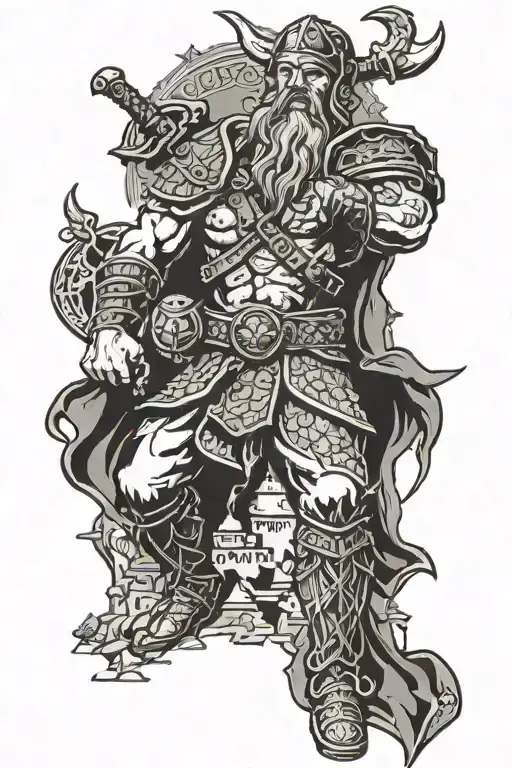 Viking After A War With A Castle In The Background