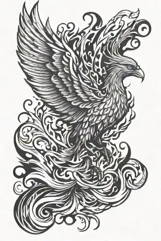 Phoenix Rising From Flames
