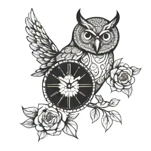 Owl Digital Clock Flower