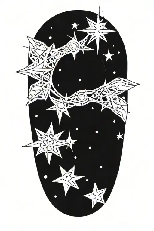 A Tattoo Design Featuring The Pleiades Star System Intertwined With Sumerian Symbols