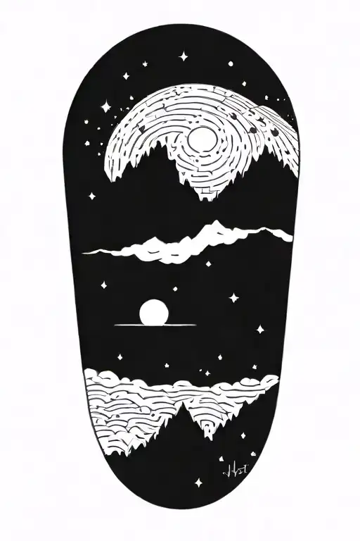 An Intricate Blackwork Tattoo Depicting The Alignment Of The Stars In The Night Sky