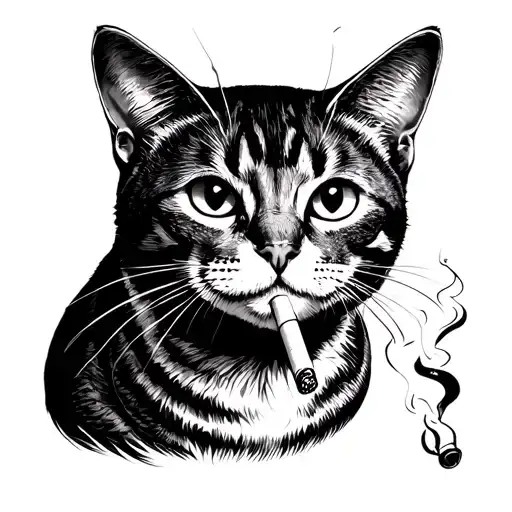 Cat Smoking Cigarette