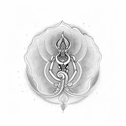 Silhouette Of Nataraja In Front Of Peepal Tree