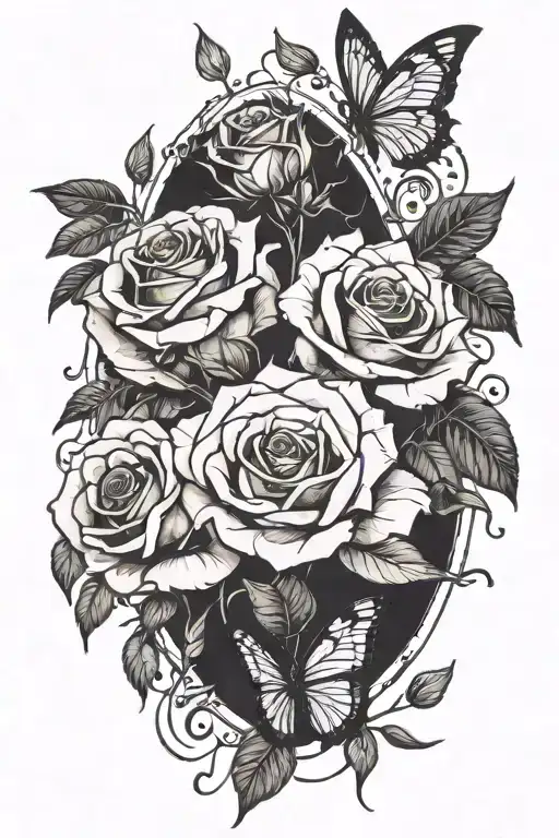 Gothic Roses Growing With Butterflys Souronding