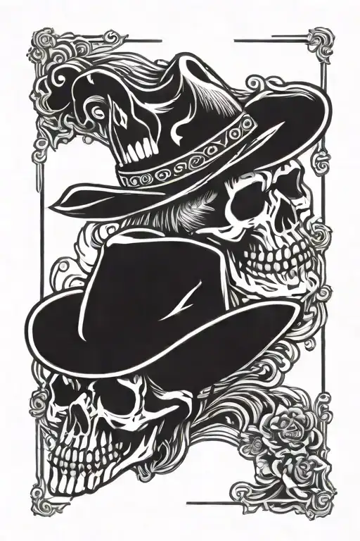 Blackjack Hand With Cowboy Skull
