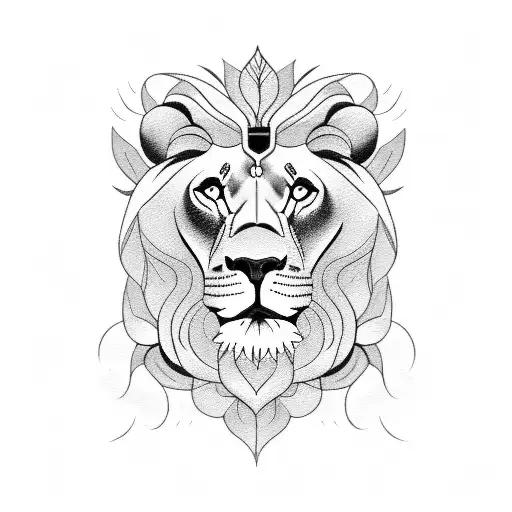 Female Lion With Roses